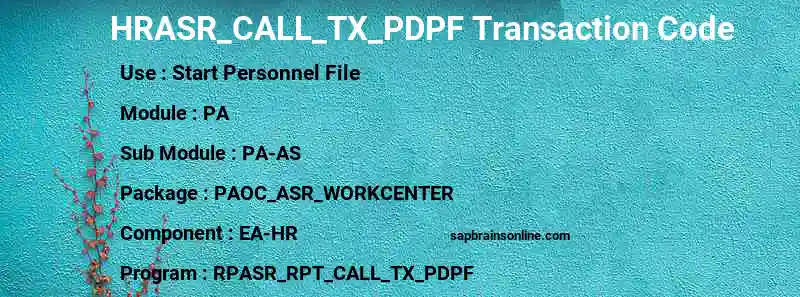 SAP HRASR_CALL_TX_PDPF transaction code