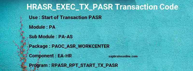 SAP HRASR_EXEC_TX_PASR transaction code