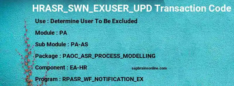 SAP HRASR_SWN_EXUSER_UPD transaction code