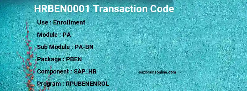 SAP HRBEN0001 transaction code