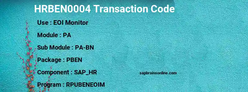 SAP HRBEN0004 transaction code