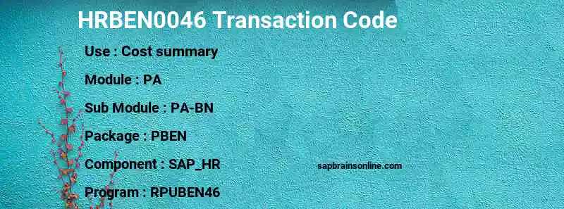 SAP HRBEN0046 transaction code