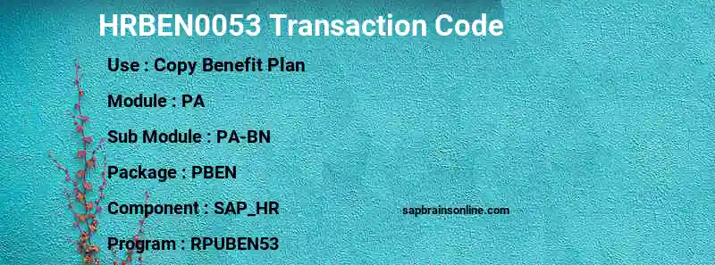 SAP HRBEN0053 transaction code