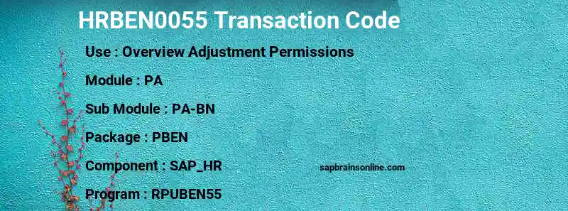 SAP HRBEN0055 transaction code