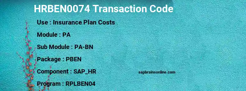 SAP HRBEN0074 transaction code