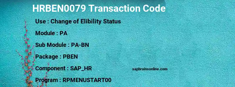 SAP HRBEN0079 transaction code