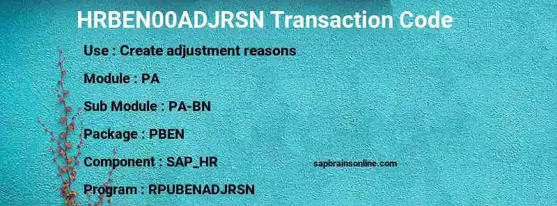 SAP HRBEN00ADJRSN transaction code