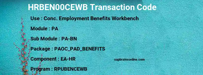 SAP HRBEN00CEWB transaction code