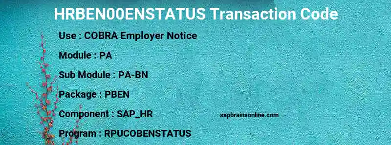 SAP HRBEN00ENSTATUS transaction code