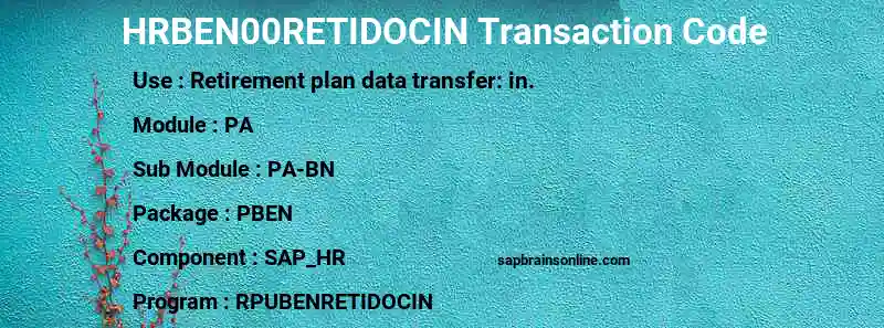 SAP HRBEN00RETIDOCIN transaction code
