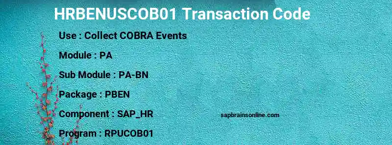 SAP HRBENUSCOB01 transaction code