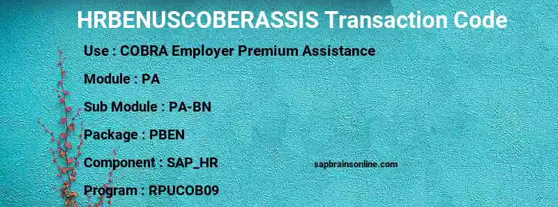 SAP HRBENUSCOBERASSIS transaction code