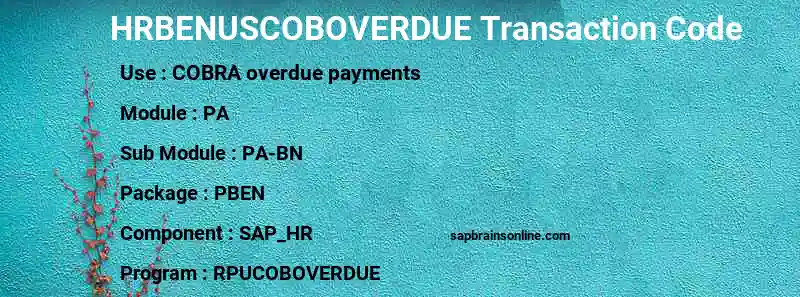SAP HRBENUSCOBOVERDUE transaction code