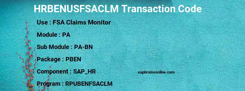 SAP HRBENUSFSACLM transaction code