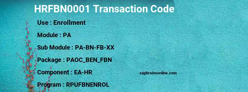 SAP HRFBN0001 transaction code