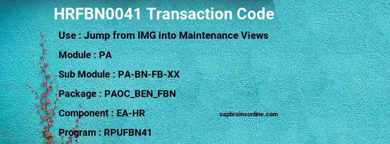 SAP HRFBN0041 transaction code