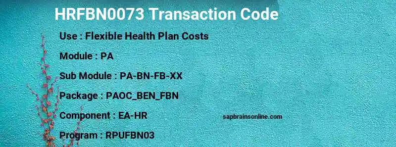 SAP HRFBN0073 transaction code