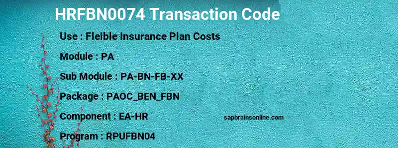 SAP HRFBN0074 transaction code