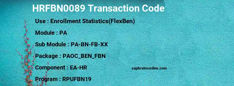SAP HRFBN0089 transaction code