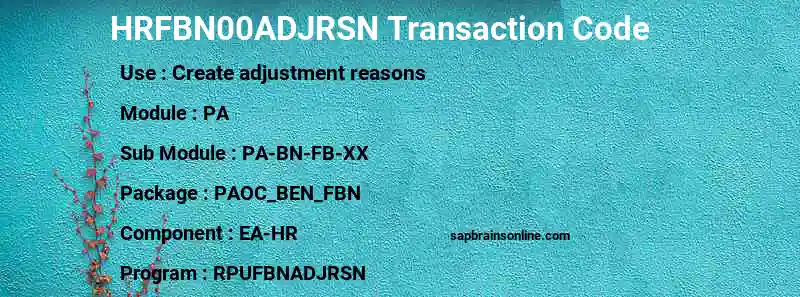 SAP HRFBN00ADJRSN transaction code