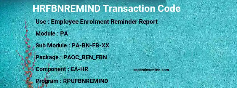 SAP HRFBNREMIND transaction code