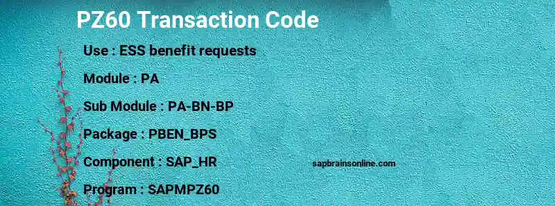SAP PZ60 transaction code
