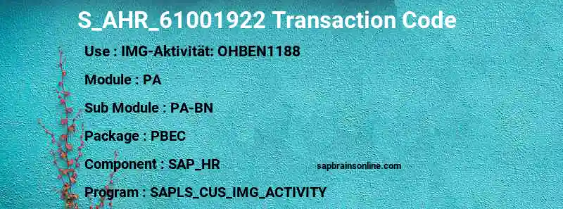 SAP S_AHR_61001922 transaction code