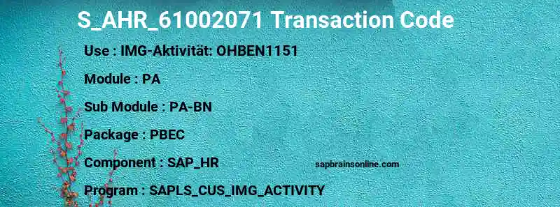 SAP S_AHR_61002071 transaction code