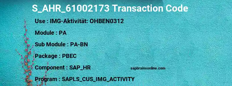 SAP S_AHR_61002173 transaction code