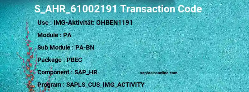 SAP S_AHR_61002191 transaction code