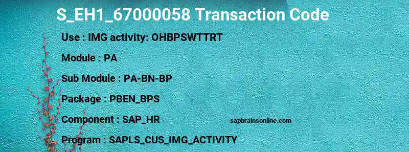 SAP S_EH1_67000058 transaction code