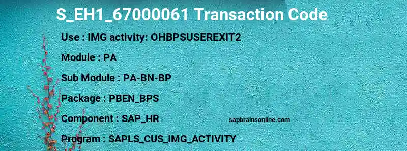 SAP S_EH1_67000061 transaction code
