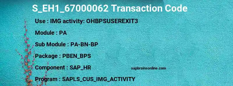 SAP S_EH1_67000062 transaction code