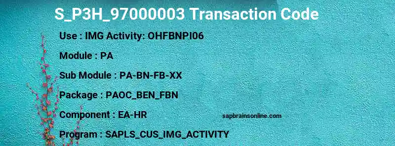 SAP S_P3H_97000003 transaction code