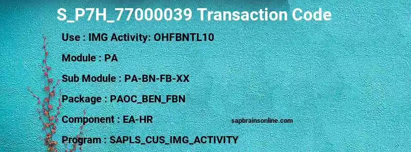 SAP S_P7H_77000039 transaction code