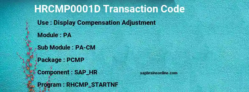 SAP HRCMP0001D transaction code
