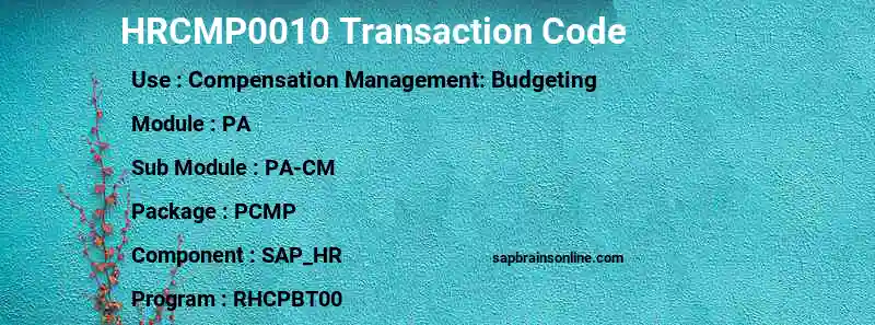 SAP HRCMP0010 transaction code
