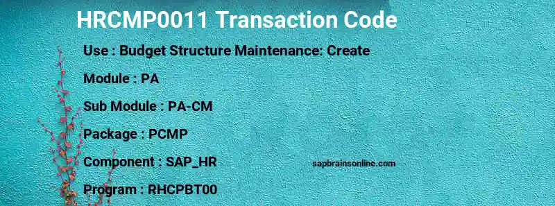 SAP HRCMP0011 transaction code