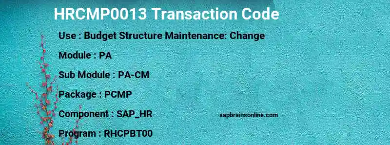 SAP HRCMP0013 transaction code