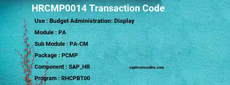 SAP HRCMP0014 transaction code