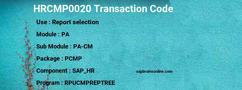 SAP HRCMP0020 transaction code