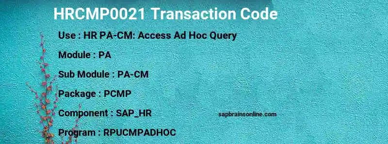 SAP HRCMP0021 transaction code