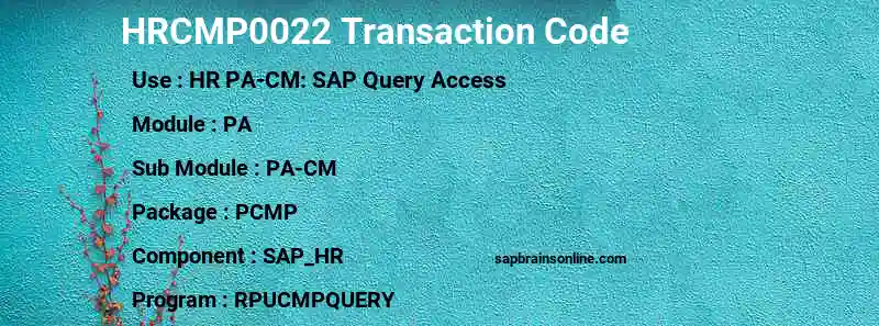 SAP HRCMP0022 transaction code