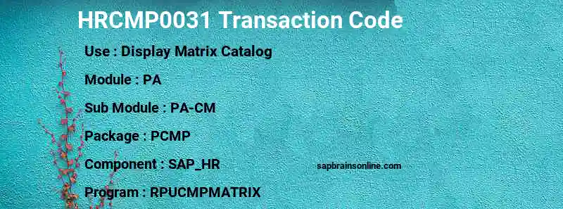 SAP HRCMP0031 transaction code
