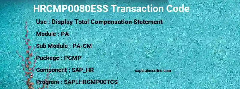 SAP HRCMP0080ESS transaction code