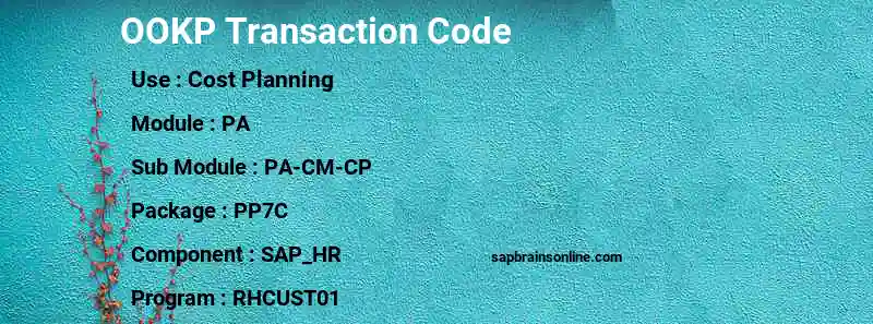 SAP OOKP transaction code