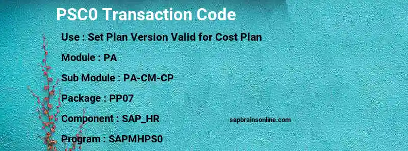 SAP PSC0 transaction code