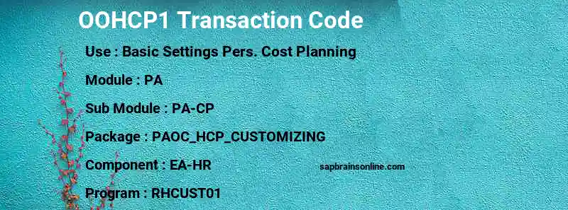 SAP OOHCP1 transaction code