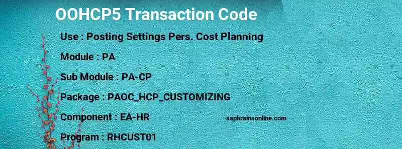 SAP OOHCP5 transaction code