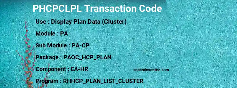 SAP PHCPCLPL transaction code